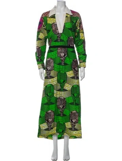 Pre-owned Stella Mccartney Printed Long Dress In Green