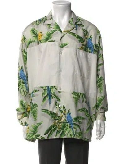 Pre-owned Stella Mccartney Printed Long Sleeve Dress Shirt In Green