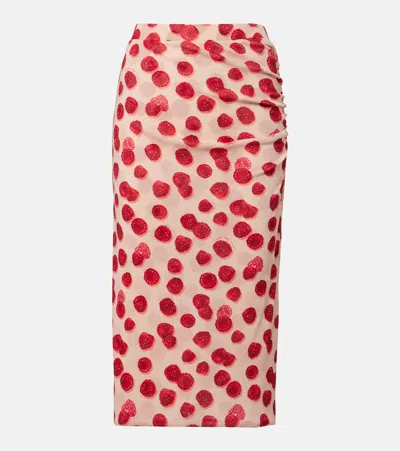 Stella Mccartney Women's Raspberry Print Mesh Pencil Skirt In Multi