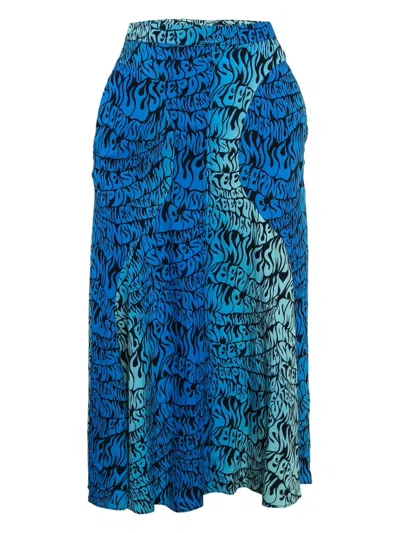 Pre-owned Stella Mccartney Printed Midi Skirt In Blue