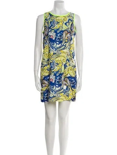 Pre-owned Stella Mccartney Printed Mini Dress In Blue