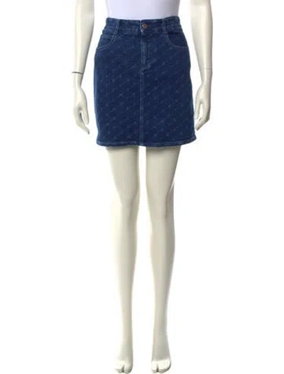 Pre-owned Stella Mccartney Printed Mini Skirt In Blue