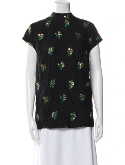 Pre-owned Stella Mccartney Printed Mock Neck Blouse In Black
