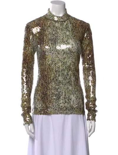 Pre-owned Stella Mccartney Printed Mock Neck Top W/ Tags In Green