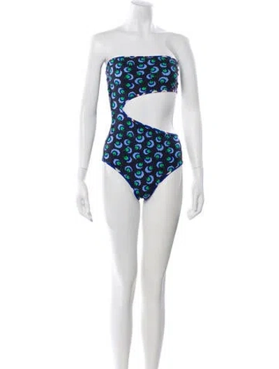 Pre-owned Stella Mccartney Printed One-piece W/ Tags In Blue