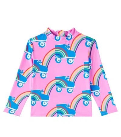 Stella Mccartney Kids' Printed Rashguard Top In Pink