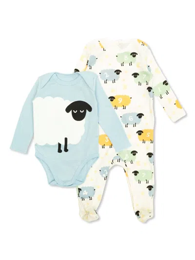 Stella Mccartney Babies' Printed Romper And Bodysuit Set In Neutrals