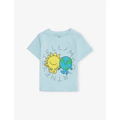 Stella Mccartney Babies' Celeste Printed Round-neck Cotton-jersey T-shirt 6-36 In Blue