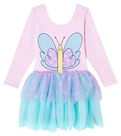 Stella Mccartney Kids' Printed Ruffled Dress In Pink