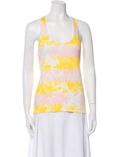 Pre-owned Stella Mccartney Printed Scoop Neck Top In Yellow