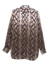 Stella Mccartney Long Sleeve Collared Shirt With Snake Print In Brown