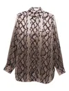 Stella Mccartney Long Sleeve Collared Shirt With Snake Print In Multi