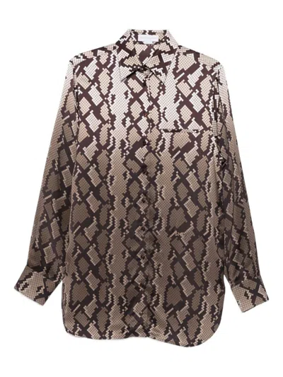 Stella Mccartney Snake-print Shirt In Brown