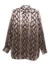 Stella Mccartney Long Sleeve Collared Shirt With Snake Print In White