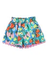 Stella Mccartney Printed Cotton Shorts In 蓝色