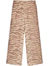 Stella Mccartney Tiger Print Wide-leg Silk Pants In Beige