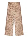 Stella Mccartney Tiger Print Wide-leg Silk Pants In Beis