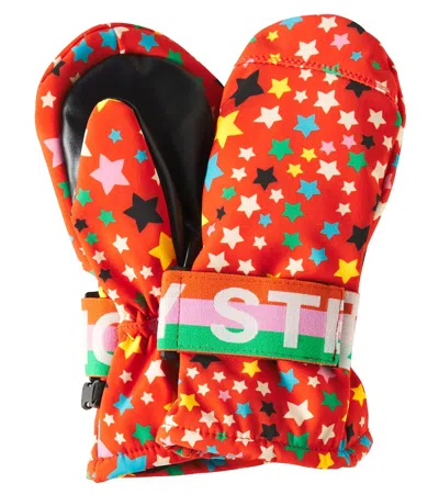Stella Mccartney Kids' Printed Ski Mittens In Red