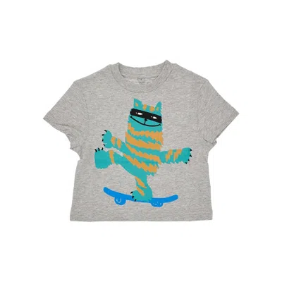 Stella Mccartney Printed Sustainable Cotton T-shirt Kids In Gray