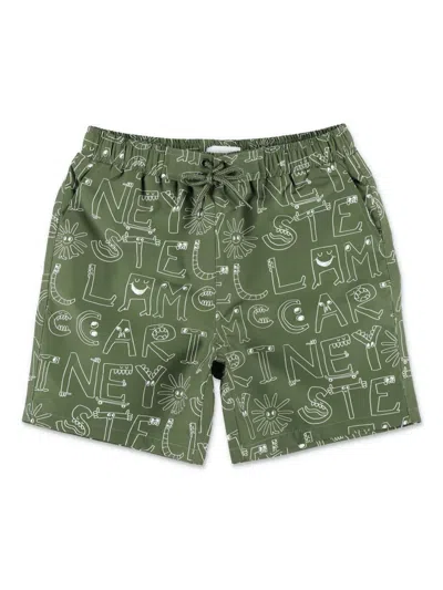Stella Mccartney Kids' Printed Swim Short In 绿色