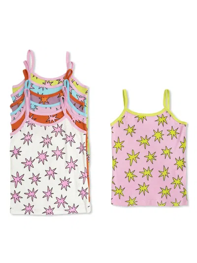 Stella Mccartney Kids' Printed Tank Tops (pack Of Seven) In Pink