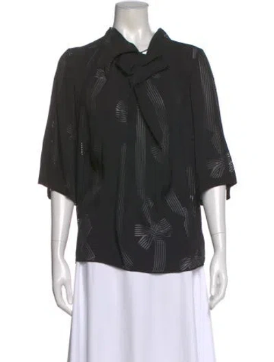 Pre-owned Stella Mccartney Printed Tie Neck Blouse In Black