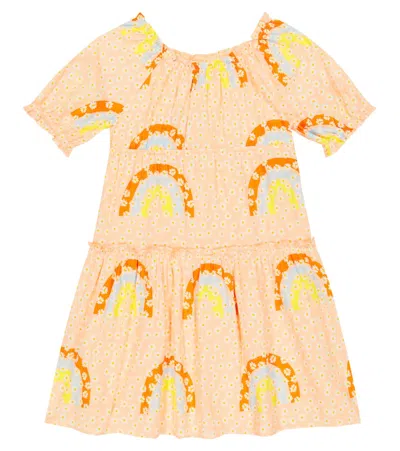 Stella Mccartney Kids' Printed Tiered Cotton Dress In Rosa/multicolor