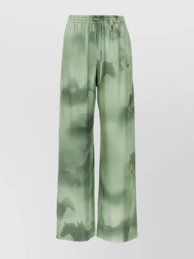 Stella Mccartney Printed Trousers With Elastic Waistband And Pockets In Green