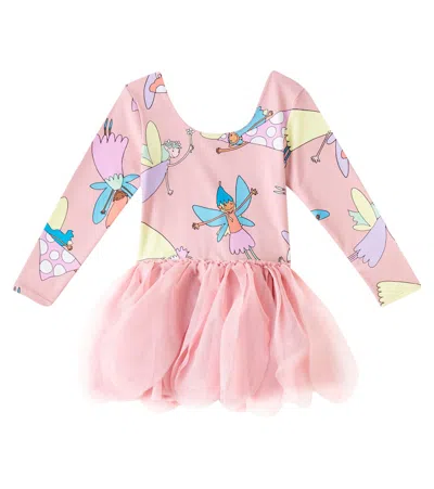 Stella Mccartney Kids' Printed Tulle And Jersey Dress In Pink