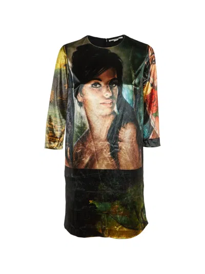 Pre-owned Stella Mccartney Printed Velvet Dress In Black