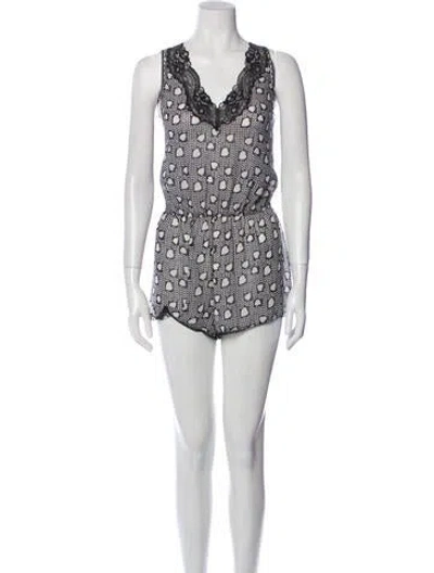 Pre-owned Stella Mccartney Printed V-neck Romper In Black