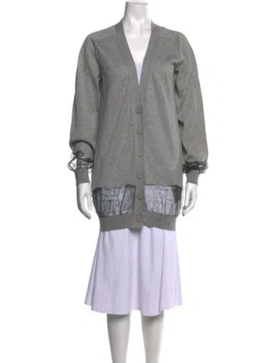 Pre-owned Stella Mccartney Printed V-neck Sweater In Gray