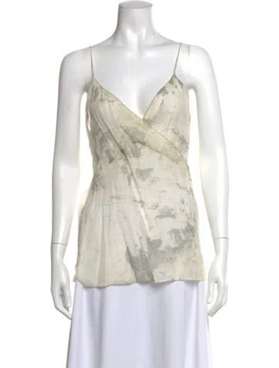 Pre-owned Stella Mccartney Printed V-neck Top W/ Tags In Neutrals
