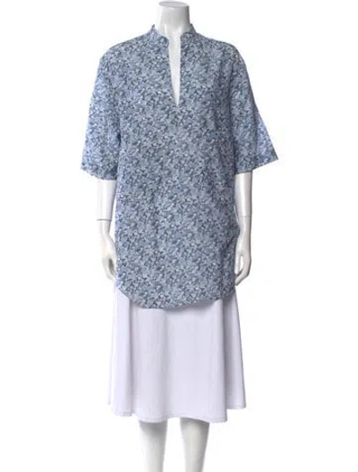 Pre-owned Stella Mccartney Printed V-neck Tunic In Blue