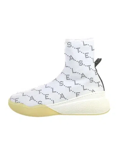 Pre-owned Stella Mccartney Printed Wedge Sneakers In White