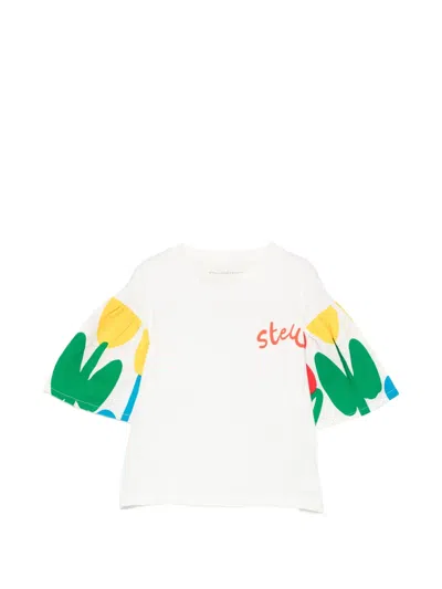Stella Mccartney Kids' Printed-sleeve T-shirt In White