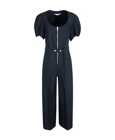Stella Mccartney Puff-sleeve Zipped Wide-leg Jumpsuit In Black