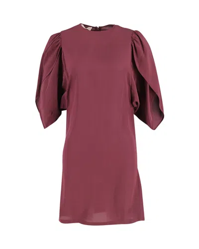 Stella Mccartney Puff-sleeves Dress In Burgundy Silk In Red