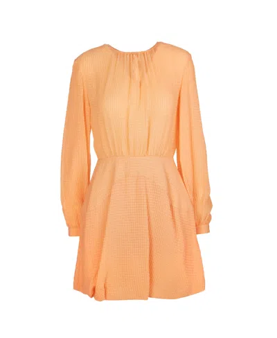 Stella Mccartney Puffball Waffle-effect Silk Dress In Orange