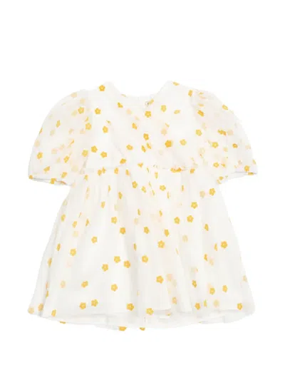 Stella Mccartney Kids' Puff-sleeve Floral Dress In White