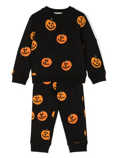 Stella Mccartney Kids' Pumpkin Cotton Jersey Tracksuit Set In Black