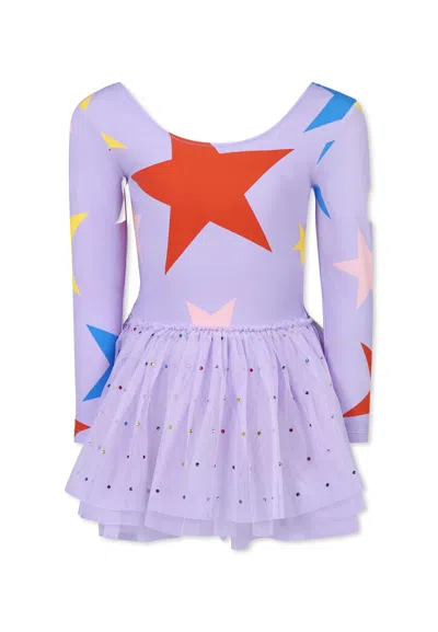Stella Mccartney Kids' Purple Dress For Girl With Stars In Violet