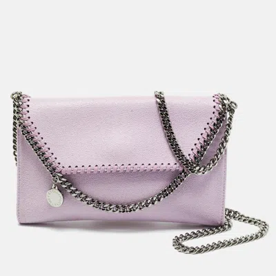 Pre-owned Stella Mccartney Purple Faux Leather Mini Falabella Flap Crossbody Bag