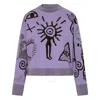 Stella Mccartney Flock Artwork Intarsia-knitted Crewneck Jumper In Purple