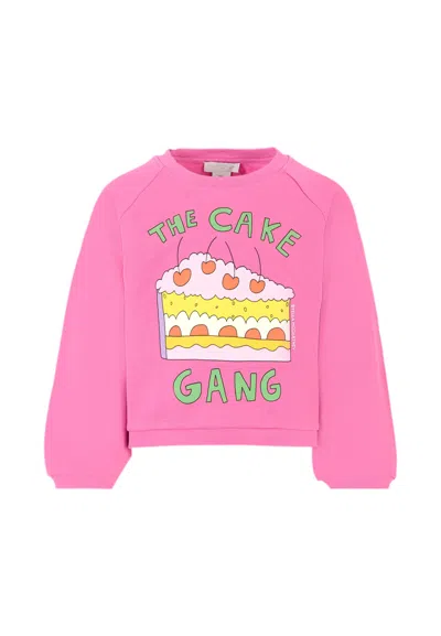 Stella Mccartney Kids' Purple Sweatshirt For Girl With Cake Print