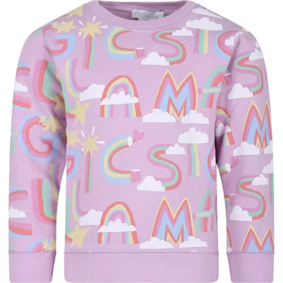 Stella Mccartney Kids' Purple Sweatshirt For Girl With Rainbow Logo In Violet