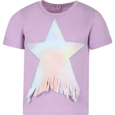 Stella Mccartney Kids' Purple T-shirt For Girl With Star In Pink