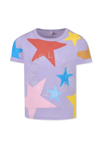 Stella Mccartney Kids' Purple T-shirt For Girl With Stars In Violet