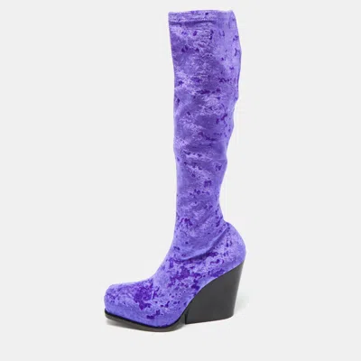 Pre-owned Stella Mccartney Purple Velvet Velour Knee Length Boots Size 39