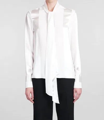 Stella Mccartney Pussy-bow Straight Hem Shirt In Natural In White